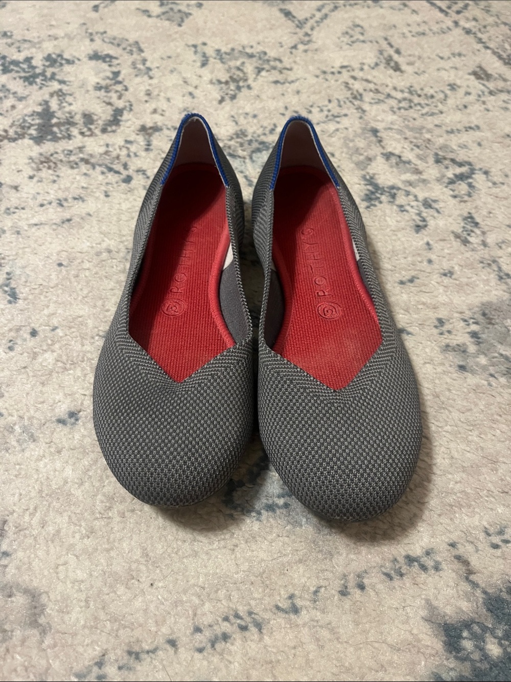 Rothy's Gray Knit Flats with Red Insole